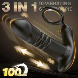 Schubanaler Vibrator mit Hahnring Prostata Massagebereich Fernbedienung Butt Sexspielzeug für Männer und Paar 240524