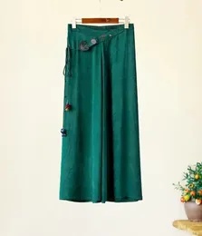 Pantaloni ampi jacquard estivi pantaloni etnici ricami rayon pantaloni vintage elastica women women 240513