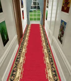 카펫 빨간 복도 카펫 유럽 웨딩 복도 깔개 계단 홈 플로어 러너 러그 엘 입구 통로 긴 침실 8942343