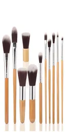 Make -up -Pinsel Make -up Make -up Holz Bambus 11pcs Professionelle Kosmetikpinsel Kit Faser Haare mit Ziehleiste Beutel Lidschatten Foundation SH4488887