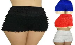 Nya kvinnliga damer spetsar frilly ruffle knicker underkläder korta byxor säkerhetshorts svartblå röd vit1360838