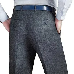 Pantaloni da uomo Icpans Black Suit Pant for Uomini pantaloni di lana sciolti classici abiti dritti S Business formale Q240525