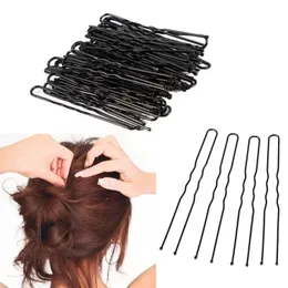50pcs 6 cm Haare geflachtes U-förmiger Bobby Pin Barrette Salon Grip Clip Haarnadeln Black Metal Hair Accessoires für Brötchen