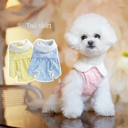 Dog Apparel Summer Pet Swallowtail Skirt Lapel Bow Flower Print Princess Style Dress Suitable For Small Medium-sized Cat Product