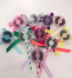 Whole Long 25mm Mink Eyelash With Colorful Lollipop Box Accept Custom Logo 5D Mink Lashes Custom Packaging9481977