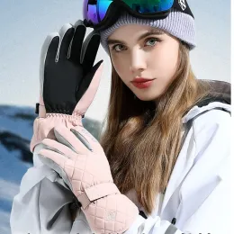 Zimowe rękawiczki narciarskie dla kobiet rękawiczki termiczne na snowboard trzymaj ciepłą wodę wiatrowi aksamitne rowery rowerowe rękawice rowerowe