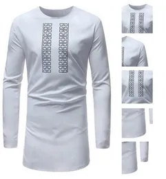 Nibesser -Männer afrikanische Dashiki o Hals Maxi T -Shirt traditioneller afrikanischer Druck Langarm Tops 2018 Men039s Langes T -Shirt6348056