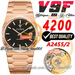 Historyki 4200H 222 Jumbo A2455 Automatyczne męskie Women Unisex Watch V9f 37mm Black Stick Tial SS Rose Gold Bransoletka Super Edition Trustime001 Wristwatches