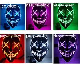 2020 Yeni Cadılar Bayramı Korku Maskesi LED Puraj Kapak Seçim Maskara Kostüm DJ Partisi Aydınlatma Maskeleri Seçim için Koyu Renklerde Parıltı 3283755