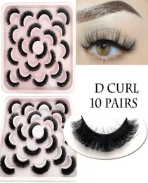 False Eyelashes 5/10 Pairs 6D Faux Mink Russian Strip LashesCurl Lash Extension Mega Lift Fluffy 15mm Natural Soft ReusableFalse1413228