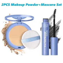 SACE LADY 2PCS/Set Makeup Powdereye black Makeup Kit Waterproof Full Cover concealer Powder Natural Lasting Curly Eyes Black 240515