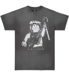 MEN039S Tshirts Saint Michael Puppet Figürin Baskı Vintage Kısa Kollu Men039s Moda Markası Gevşek Yuvarlak Boyun Vintage TS1949624