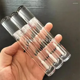 Speicherflaschen 50pcs runde transparente Lipgloss -Verpackung Flasche klarer Kristalllipgloss Zauberstab mit weicher Bürste 5 ml