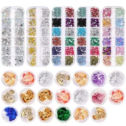 12 rutnät nagel diamant guld folie papper kombination set nagla diamant smycken grossist dekoration diamant glänsande nagel platt botten ab