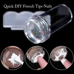 Salto de unhas transparentes com raspador 2pcs Jelly Silicone Stamp para unhas francesas kits de manicure