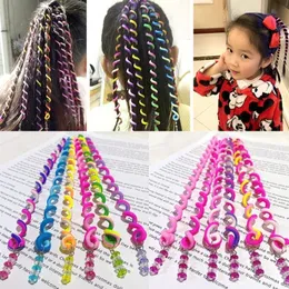 6st/Lot Rainbow Color Cute Girl Curler Hair Braid Hair Styling Tools Roller Maintenance Princess Accessory