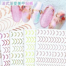 Övergångsgräns Ny Laser Nail Enhancement Stickers Wholesale Color Gradient French Nail Stickers Imitation Metal Line Nail Enhance