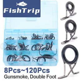 FishTrip Rod Repair Kits Double Foot Spin/Cast Guide Multipurpose Guide for Lure, Surf, Carp Freshwater & Light Saltwater