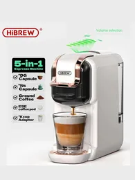 HiBREW 5 in 1 Multiple Capsule Coffee Machine Hot/Cold DG Cappuccino Nes Small Capsule ESE Pod Ground Coffee Cafeteria 19Bar H2B