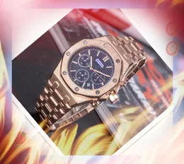 Business Trend Highend Rubber Stainless Steel Band Watches Men Quartz Cronógrafo Linha de Squeletão Dial Relógio Generoso relógio por atacado e presentes de varejo