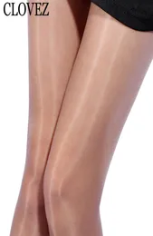 Clovez 2017 Sexy 15D cienki błyszczące majtki super elastyczne magiczne pończochy czarne nylonowe rajstopy dla kobiet Collant femme8474676