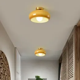 현대 노란색 유리 주도 펜던트 조명 비품 40W 구리 침실 거실 북유럽 교수형 람파라스 샹들리에 램프