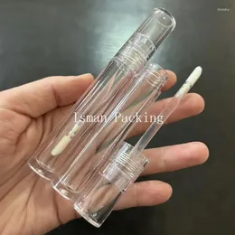 Garrafas de armazenamento 50pcs est 4ml recarregável líquido de batom líquido de líquido embalagens de luxo de luxo vazio tubos de brilho labial transparente com pincel