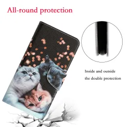 Lederflip -Telefonhülle für Xiaomi Redmi 13c 12c Redmi Note 12s 12 Pro 5g Cat Butterfly Lackierer Brieftaschenkartenhalter Abdeckung