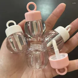 Speicherflaschen 50pcs niedliche Baby weiß rosa Lipgloss Verpackung transparent leerer Kinder Lipglossbehälter Zauberstab mit Mini -Ball 2ml