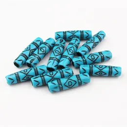 2024 50pcs Acrylsymbol geschnitztes Blütenhaargeflecht Dread Dreadlock Perlen Manschetten Clips Blaues Haar DIY -Schmuckzubehör für Dreadlock Perlen