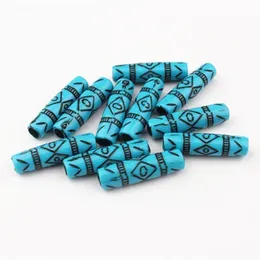 2024 50pcs Acrylic Symbol Carved Flower Hair Braid Dread Dreadlock Beads Cuffs Clips Blue Hair DIY Jewelry Accessories for Dreadlock Beads