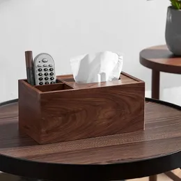 Amgo Walnut Tissue Box Table Dispenser di carta in legno Porta di carta decorativa Office EL 240520