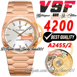 Historiques 4200H 222 Jumbo A2455 Automatic Mens Womenens Unisex Watch V9F 37mm Silvery Dial Rose Gold Steel Bracelet Super Edition TrustyTime001 WristWatches