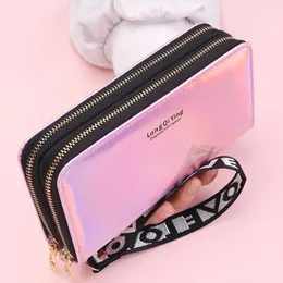 Women Wallets Double Zippers Lady Long Coin Borses Cards Titolare Borse da donna Billfold Pletlet Clutch Shiny Money Borse 240523