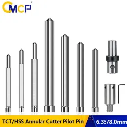 CMCP TCT/HSS Annular Cutter Pilot Pin 6.35mm 8mm Shank 77/90/102/127/160mm Long Pilot Pin Steel Plate Drill Accessories