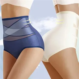 Taille Tummy Shaper 2023 Eis Silk nahtloses Höschen hoher Taille flacher Bauch Frauen Heiße Starke Körperformungshose 3D Hüftlift -Slips Dropshipping Q240525