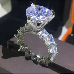 Luxusherz Ring Real 925 Sterling Silber Bijou 8ct AAAAA CZ Verlobungs Hochzeitsringe für Frauen Männer Vintage Party Schmuck kmpdw