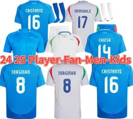 Футбольные майки итальянская сборная 2024 евро -кубок Баггио Италия Джерси Верратти Чизса Винтаж Джоргинго Футбольная рубашка Barella Maldini Kids Kit