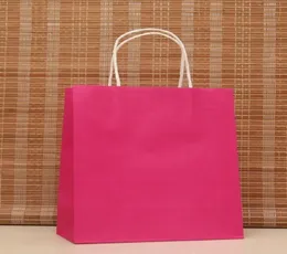 Saco de papel rosa rosa multifuncional de 40pcslot inteiro 40pcslot com manípulos 21x15x8cm Bolsa de presente de festival de boa qualidade Kraft3845393