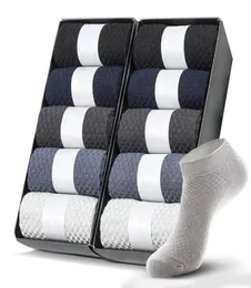 PairsLot Bamboo Fiber Short Tube Men039s Socks Set Spring Designer Checkered Business Dress Black Male Original Gifts1398010