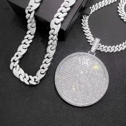 Prezzo di fabbrica Custom Blank Circle VVS VVS MOISSanite Pendant Sterling Sier Rapper Iced Out Neck Out Hip Hop Men Women Women Jewelry