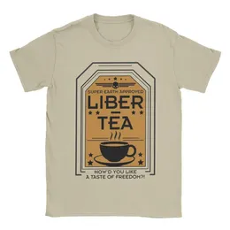Mens Tshirts Liber Tea Helldivers Game Vintage Cotton Tees Kort ärm Super Earth T Shirt O Neck Topps Original 240523