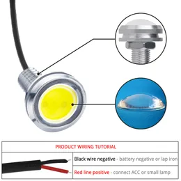 2x 23 mm samochód Eagle Eye Silver Shell Drl Daytime Light LED LED 12V Backup Covering Signals Signals Auto Tail Backup Lampa