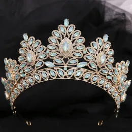 Diezi 12 Colors Baroque Princess Opal Crystal Tiara Crown Элегантная королева Тиара Свадебная вечеринка для волос аксессуары ювелирные изделия 240516