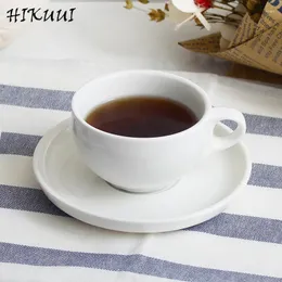 Tazze Hikuui Ceramic Cappuccino tazza classica tazza di caffè in porcellana bianca rotonda con vassoio in stile europeo tè bei regali