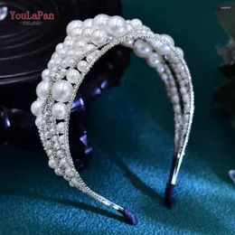 Pieces de cabeça TopQueen elegante Full Pearl Bridal Hair Hoop Accessories Bride