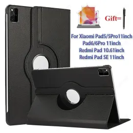 Custodia a rotazione per Xiaomi Pad 5/Pad 6 11 "Redmi Pad 10,6" Redmi Pad SE 11 ", Case di copertura per sonno automatico/wake in pelle PU