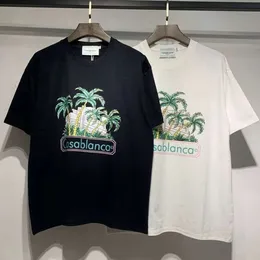 T-shirt da uomo di qualità originale Casablanc Trendy Nuova stagione Lettera di Coconut Tree Stampa estiva Mens e Womens Casual Short Shorted