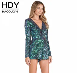 x201711 Hdy Haoduoyi 2017 sexy Frauen Pailletten Glitter Jumpsuit Back Reißverschluss Lose Party -Jumpsuiten für Ganzes und Haoduoyi7825078