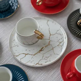 Filiżanki spodki kreatywne ceramiczne filiżanki kubek kubek popołudniowa herbata ekologiczna luksusowe tureckie urocze biuro Tazas Produkty gospodarstwa domowego 50